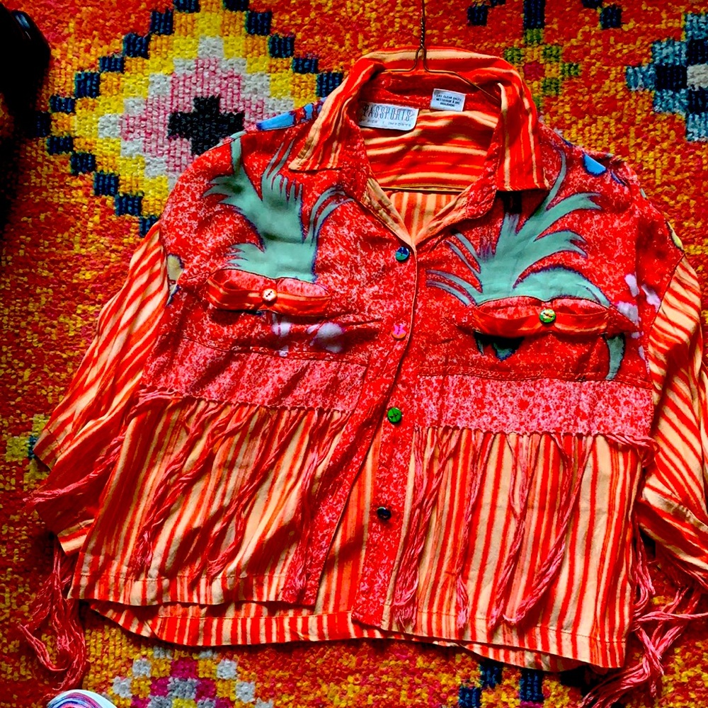 Passports of Pier One Imports Rayon Cropped Shirt